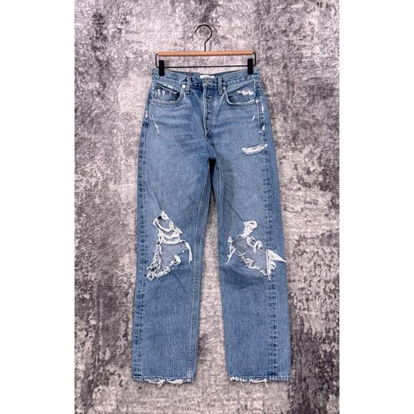 AGOLDE Jeans 25 Womens 90s Distressed Straight Leg Medium Wash Denim - Picture 1 of 8
